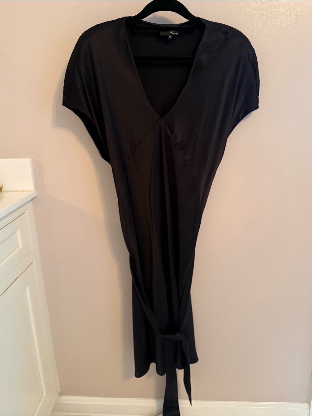 Just Cavalli Black V-Neck Midi Dress with Waist Tie
